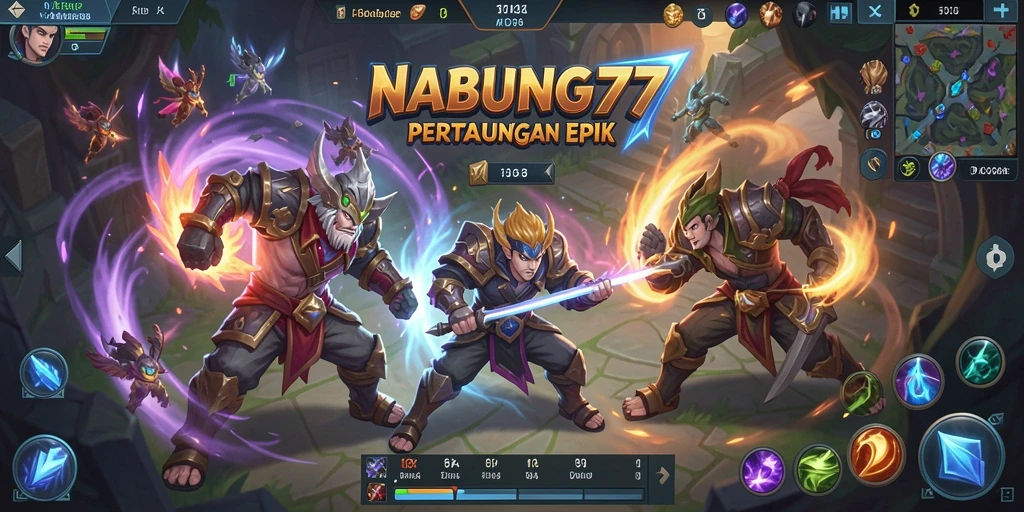 Gameplay seru NABUNG77 dengan aksi MOBA yang intens.