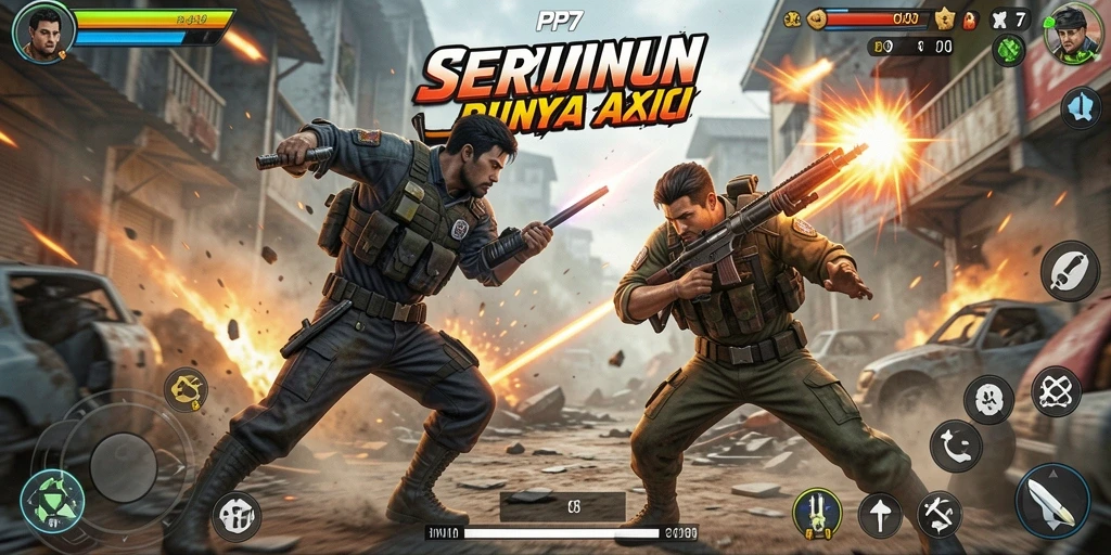 Tangkapan layar PP7 menampilkan aksi cepat dan grafis menawan.