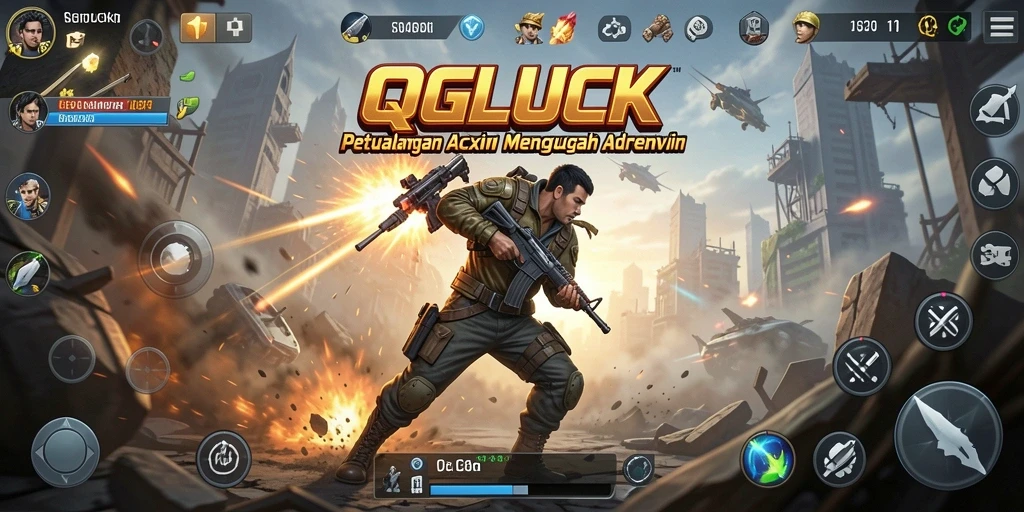 Tangkapan layar menunjukkan aksi seru dalam QGLUCK dengan grafik memukau.