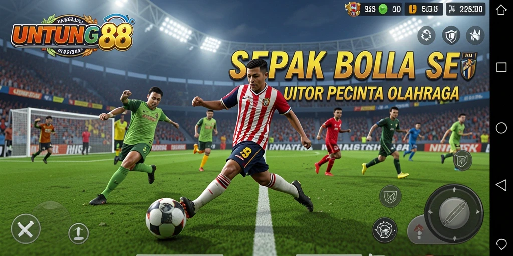 Screenshot UNTUNG88 menampilkan aksi permainan sepak bola yang mendebarkan.